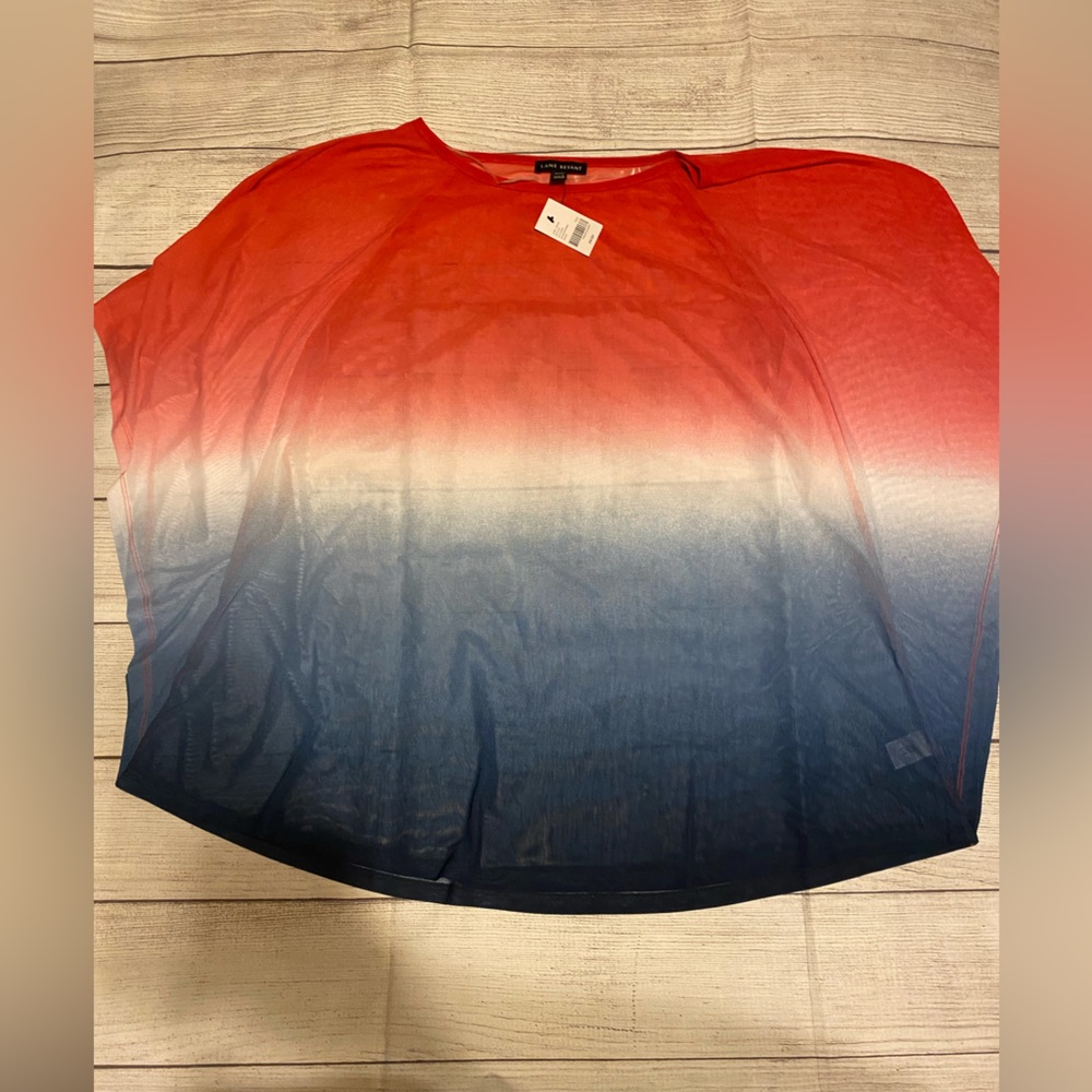 🌼 sheer red white and blue blouse